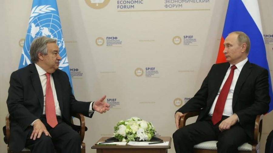 António Guterres e Vladimir Putin 